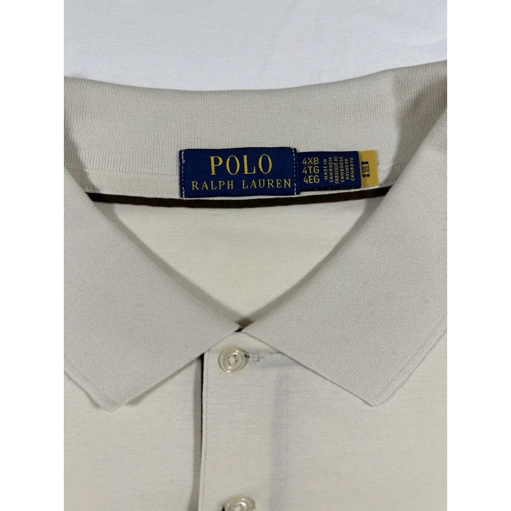 Polo Ralph Lauren White Polo Shirt Soft‎ Touch Long Sleeve Men's 4XB NWT